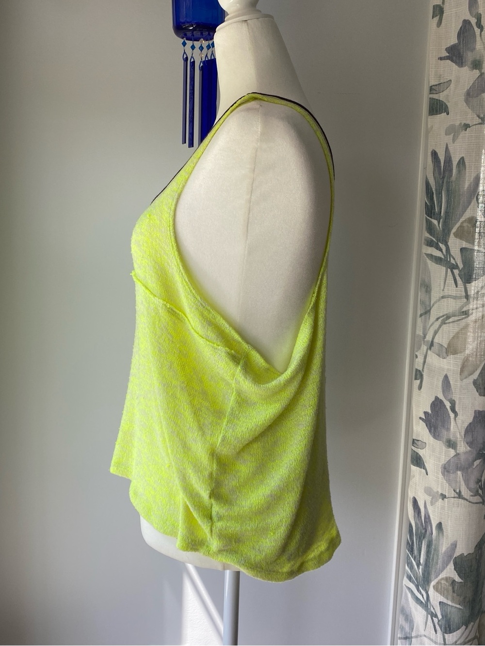 Free People Sporty Beachy Neon Yellow Marl Knit Racerback Tank Top xs - Picture 3 of 13
